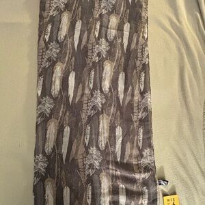 Mix No. 6 Feather Pattern Scarf - Taupe Gray and Cream